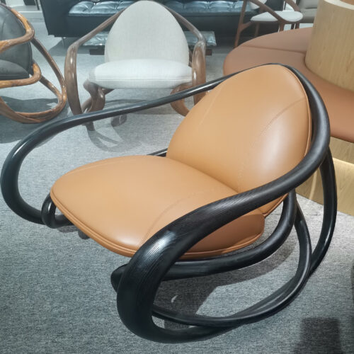 Mid‑century style solid wood rocking recliner armchair - Living room furniture - QONKA HOME