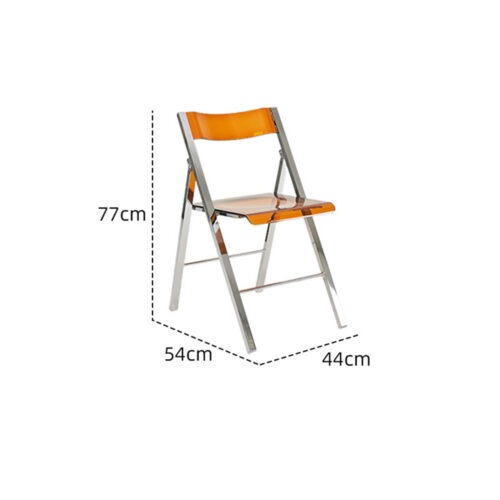 Transparent PC Folding Dining Chair Chrome Plated Metal Legs Foldable Side Chair for Home Kitchen Office Cafe - Metal dini...