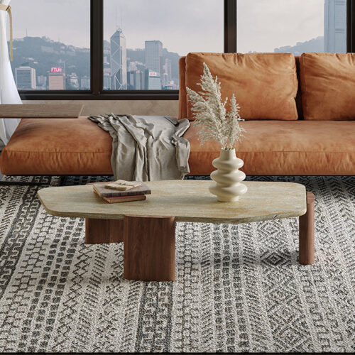 Irregular‑Shaped Rectangular Natural Travertine Coffee Table - Coffee table - QONKA HOME