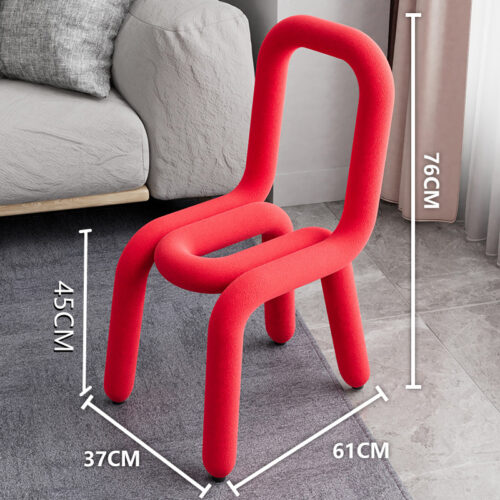 Creative Curved Tube Dining Chair Cashmere Fabric High Resilience Sponge Metal Frame Accent Chair - Metal dining chair - Q...