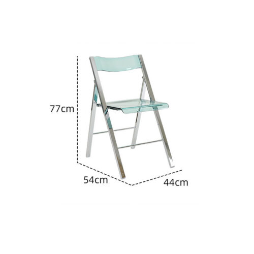 Transparent PC Folding Dining Chair Chrome Plated Metal Legs Foldable Side Chair for Home Kitchen Office Cafe - Metal dini...