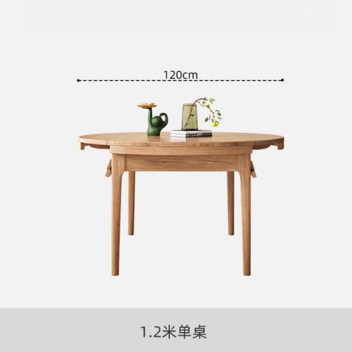 Solid Ash Wood Extendable Dining Table Round to Oval Foldable Expandable Dinner Table for Home Dining Room - Dining table ...