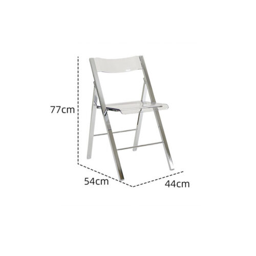Transparent PC Folding Dining Chair Chrome Plated Metal Legs Foldable Side Chair for Home Kitchen Office Cafe - Metal dini...