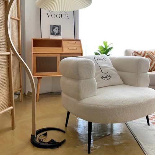 Lambswool lounge chair, minimalist living room chair - Living room chair - QONKA HOME