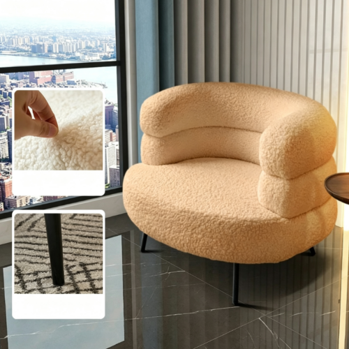 Lambswool lounge chair, minimalist living room chair - Living room chair - QONKA HOME