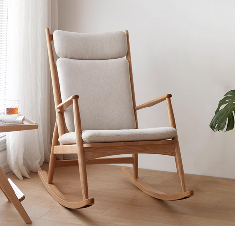 Wooden Rocking Chair, Living Room Lounge Chair - Living room chair - QONKA HOME