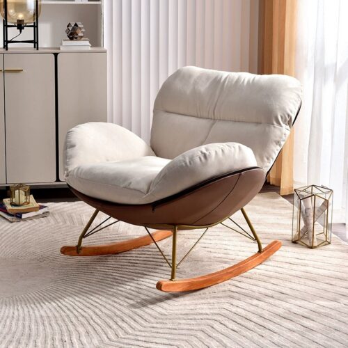 Modern rocking chair comes with a multifunctional footstool - Living room chair - QONKA HOME