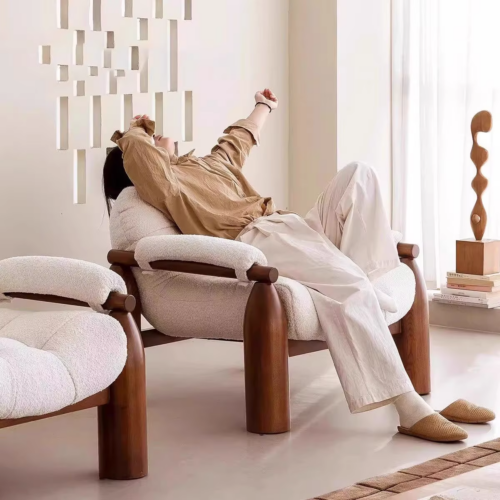 Solid Wood Single-Seater Leisure Armchair - Living room chair - QONKA HOME