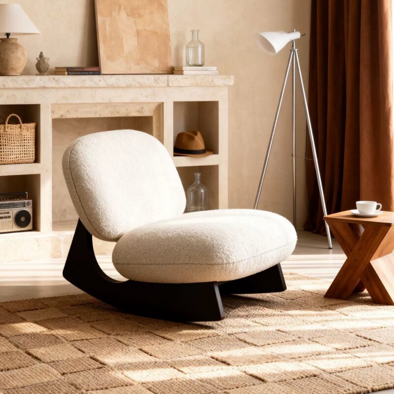 Soft rocking chair, solid wood armchair - Living room furniture - QONKA HOME