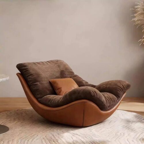 Vintage leather rocking chair - Living room furniture - QONKA HOME