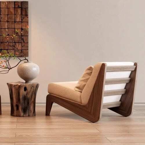 Solid Wood Accent Lounge Chair - Living room furniture - QONKA HOME