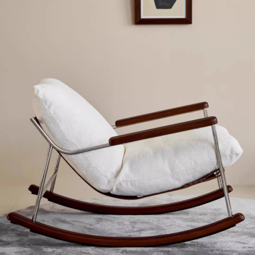 Retro Metal Wood Rocking Leisure Chair - Living room furniture - QONKA HOME