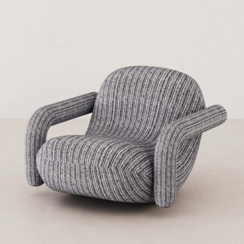 Ergonomic Striped Fabric Rocking Lounge Chair - Living room furniture - QONKA HOME