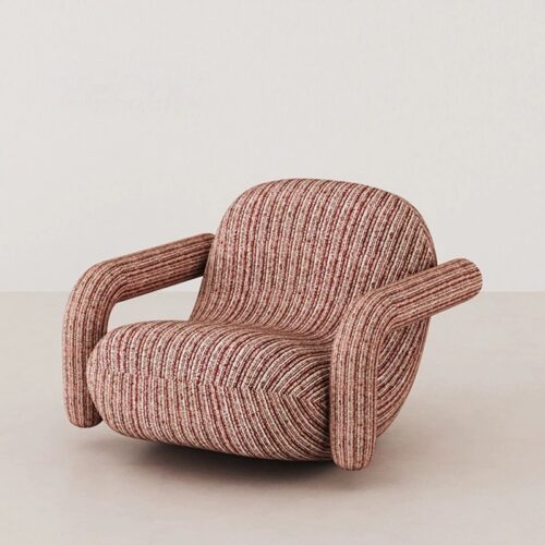 Ergonomic Striped Fabric Rocking Lounge Chair - Living room furniture - QONKA HOME
