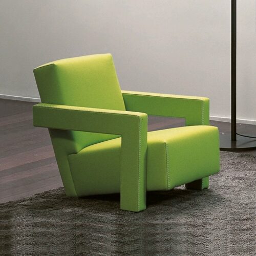 Geometric Block Shape Linen Fabric Accent Armchair - Living room furniture - QONKA HOME