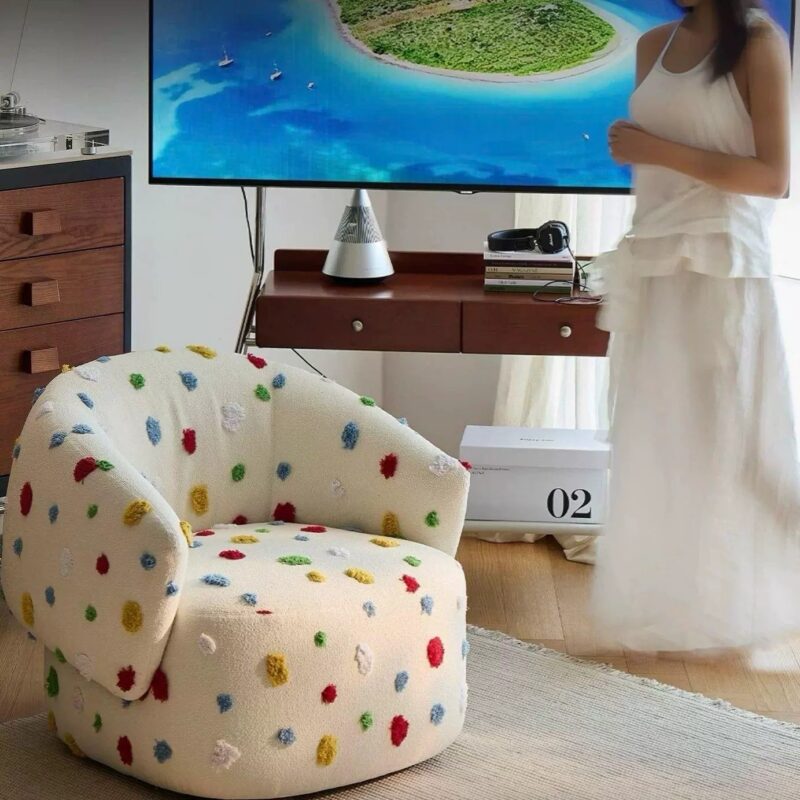 3D Embroidery Rotatable Designer Accent Chair - Living room furniture - QONKA HOME