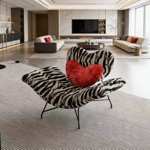 Heart‑Shaped Plush Velvet Leisure Lounge Chair - Living room furniture - QONKA HOME