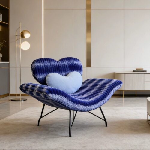 Heart‑Shaped Plush Velvet Leisure Lounge Chair - Living room furniture - QONKA HOME
