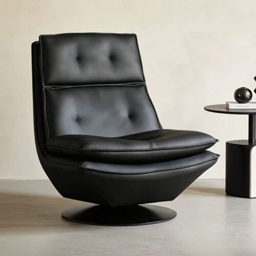 Wing‑Back Leather Accent Chair - Living room furniture - QONKA HOME