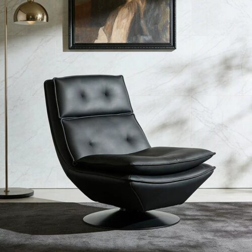 Wing‑Back Leather Accent Chair - Living room furniture - QONKA HOME