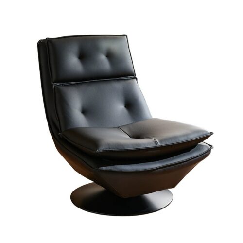 Wing‑Back Leather Accent Chair - Living room furniture - QONKA HOME