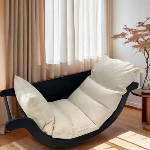 Solid Wood Rocking Chaise Lounge Chair - Living room furniture - QONKA HOME