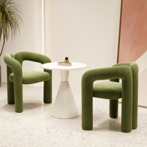 Modern U‑Shape Fleece Accent Chair - Living room furniture - QONKA HOME