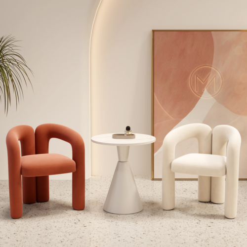 Modern U‑Shape Fleece Accent Chair - Living room furniture - QONKA HOME