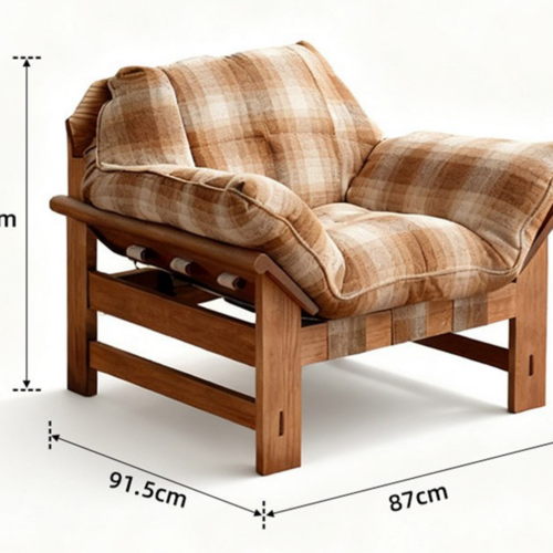 Nordic Wooden Accent Chair, Mid-Century Leisure Chair for Villa - Living room furniture - QONKA HOME