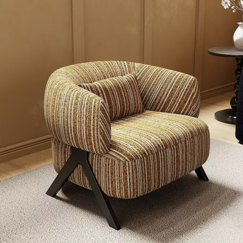 Striped Fabric Accent Leisure Chair - Living room furniture - QONKA HOME