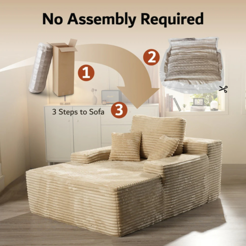 Multifunctional Compressed Chaise Sofa - Living room furniture - QONKA HOME