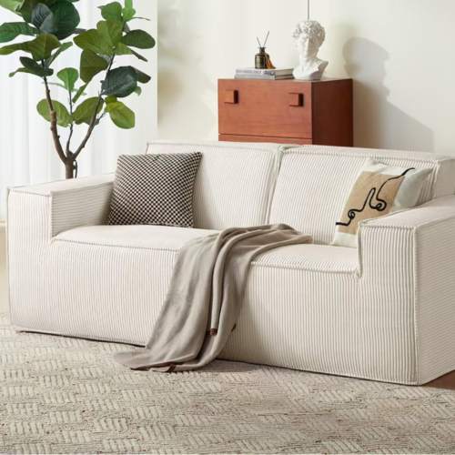 Chenille Upholstered Sofa, Pure Foam Compressed Sofa - Living room furniture - QONKA HOME