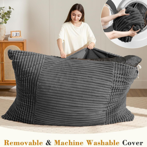 Vacuum Compressed Plush Bean Bag Sofa With Washable Cover - Living room furniture - QONKA HOME