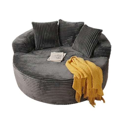 Vacuum Compressed Round Plush Bean Bag Sofa With Pillows - Living room furniture - QONKA HOME
