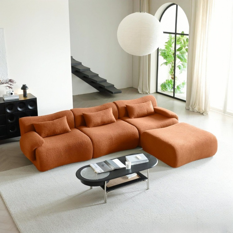 Minimalist suede fabric modular sofa - Living room furniture - QONKA HOME