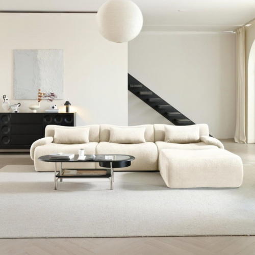 Minimalist suede fabric modular sofa - Living room furniture - QONKA HOME