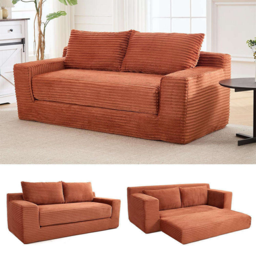 Vacuum Compressed Corduroy 2‑Seater Modular Sofa - Living room furniture - QONKA HOME