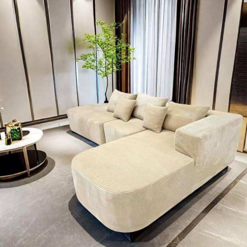 L-shaped chaise longue set with fold-out sofa bed - Living room furniture - QONKA HOME
