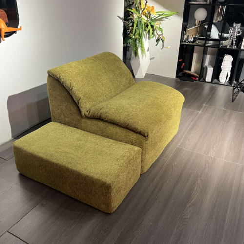 Fabric recliner sofa with footstool - Living room furniture - QONKA HOME