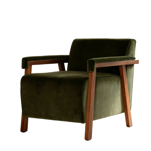 Velvet Solid Wood Modern Accent Armchair - Living room furniture - QONKA HOME