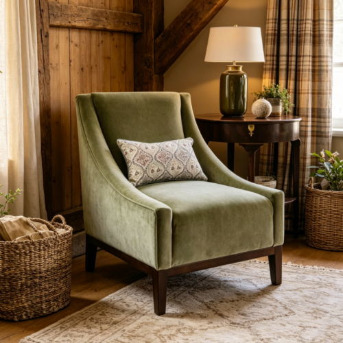 Modern Sloped Arm Single Sofa Chair - Living room furniture - QONKA HOME