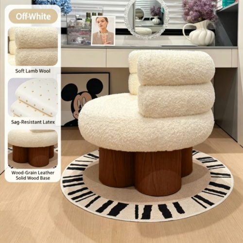 Stacked Lamb Wool Accent Chair - Living room furniture - QONKA HOME