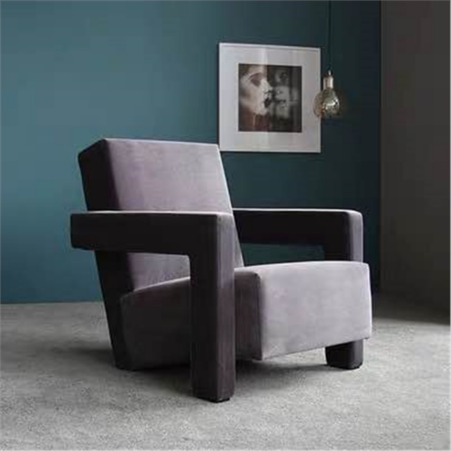 Flocking Fabric Block Accent Chair Solid Wood Frame - Living room furniture - QONKA HOME