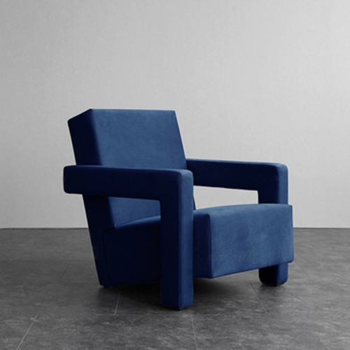 Flocking Fabric Block Accent Chair Solid Wood Frame - Living room furniture - QONKA HOME