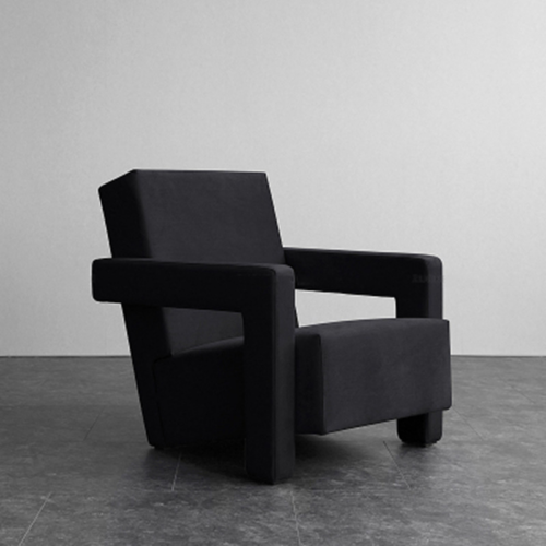 Flocking Fabric Block Accent Chair Solid Wood Frame - Living room furniture - QONKA HOME