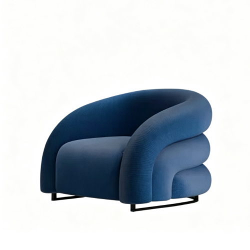 Curved Designer Accent Chair Custom Fabric & Color - Living room furniture - QONKA HOME