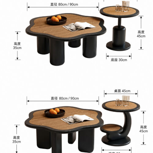 Flower‑Shape Nesting Coffee Table 2‑Pcs Set - Coffee table - QONKA HOME
