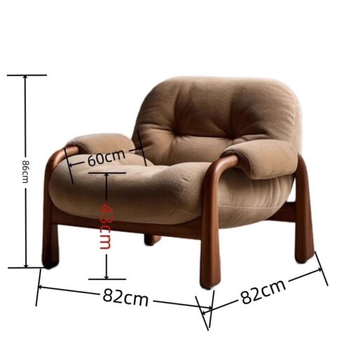 Wabi-sabi-style Solid Wood Single-Seater Sofa Chair - Living room furniture - QONKA HOME