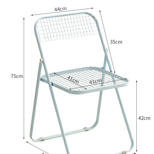 Grid Metal Folding Dining Chair Breathable Iron Mesh Side Chair Portable Stackable Leisure Chair for Balcony Cafe Home - M...