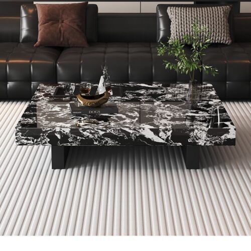 Italian Minimalist Sintered Stone Coffee Table, Rectangle & Square - Coffee table - QONKA HOME